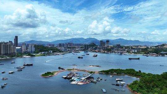 航拍广东惠州海洋海景景观建筑群