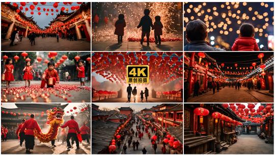 春节过年氛围龙年新年高清在线视频素材下载