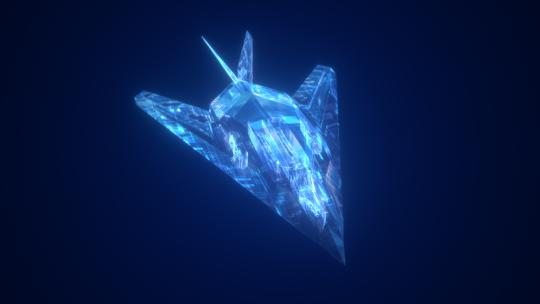 蓝色高科技战斗机全息投影飞机模型动画视频素材模板下载