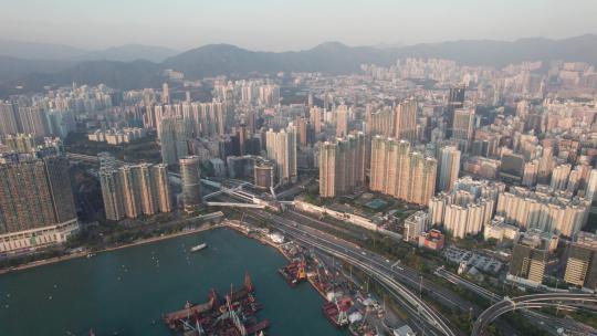 香港九龙区居民楼航拍大景
