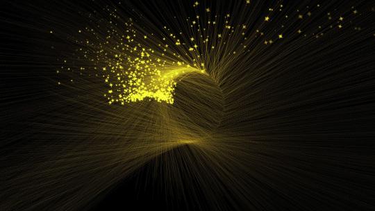 环状黄色发光星粒子运动对称视频