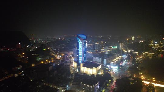 航拍广西柳州银泰城夜景