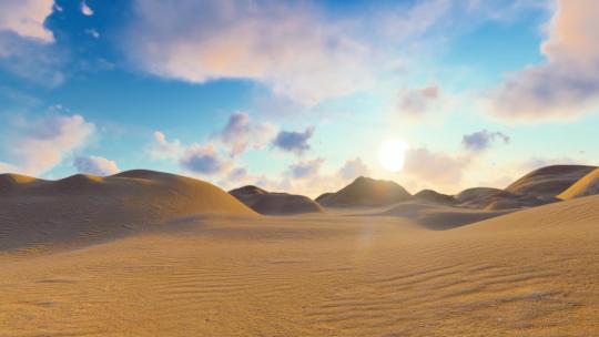 早晨沙漠日出延时摄影