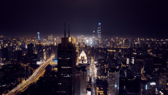 上海浦西夜景航拍空镜视频素材模板下载