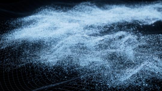 蓝色流动的科技感粒子3D渲染