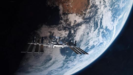 3D建立地球轨道上的国际空间站的镜头1