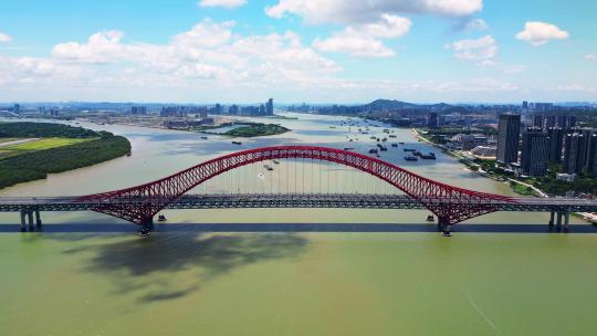 4K航拍广州明珠湾大桥跨江大桥桥梁