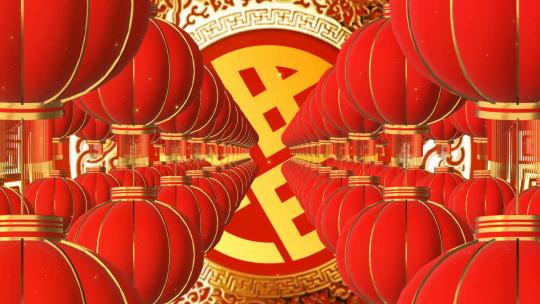 喜庆大红灯笼新年节日舞台背景视频