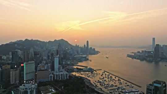 香港宝马山红香炉峰航拍夕阳