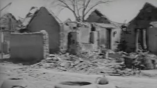 抗战时期被毁的村庄视频素材模板下载