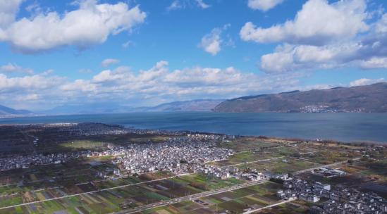 洱海航拍延时地面光影移动高清在线视频素材下载