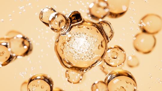 【原创】金色水精华融合玻尿酸水珠细胞分子