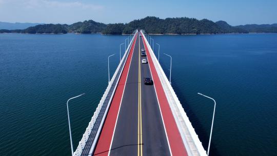淳安千岛湖上江埠大桥4K航拍视频素材模板下载