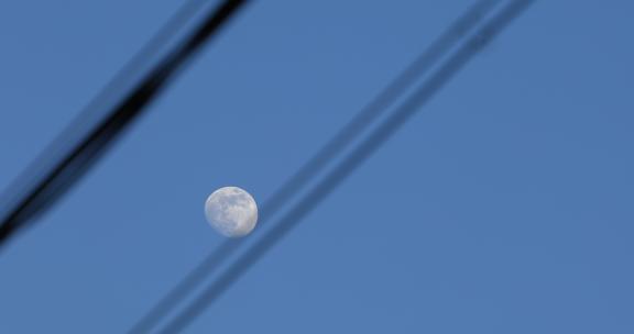 傍晚电线上面的月亮01【6倍速】