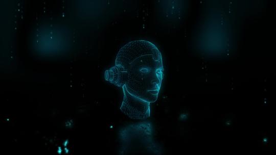 机器人头部全息图3D科技HUD宣传片头