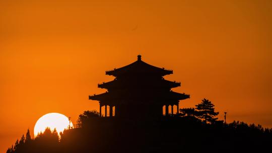 北京地标万春亭国贸中国尊日出太阳升起延时