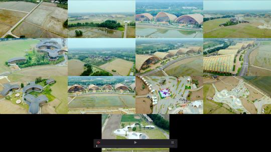 4K航拍成都天府农博园水稻田多镜头合集高清在线视频素材下载