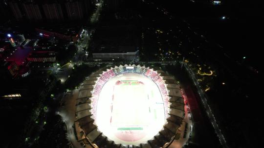 河南郑州体育馆夜景灯光航拍