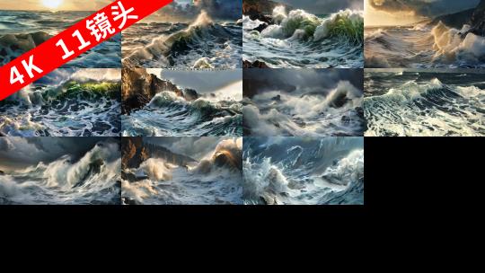 11个海浪大海乘风破浪海啸海洋巨浪4K高清在线视频素材下载