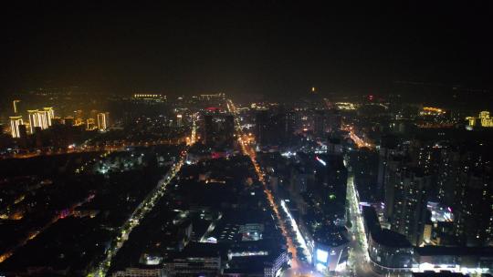 云南红河弥勒城市夜景灯光航拍