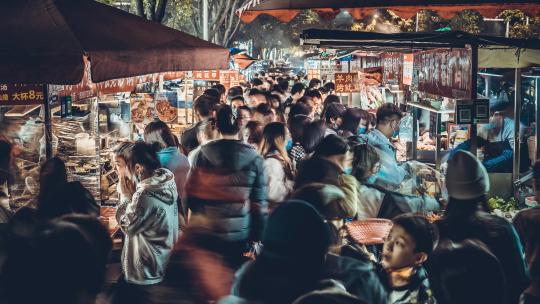 南京小吃街人流延时