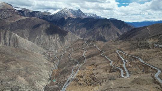 西藏怒江72道拐航拍视频素材模板下载