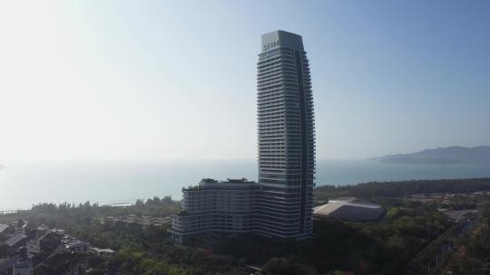 航拍三亚海棠湾现代建筑酒店中国保利视频素材模板下载