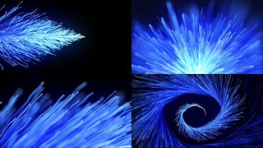 蓝色粒子线条树枝光纤羽毛合集高清在线视频素材下载