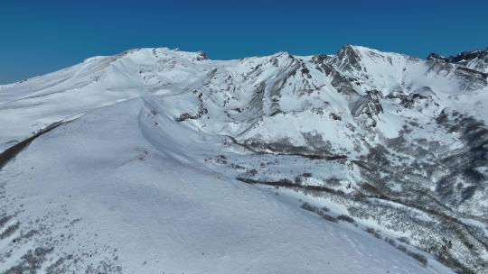 航拍吉林长白山天池景区雪山自然风光