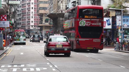 香港旺角繁忙的街道与行人