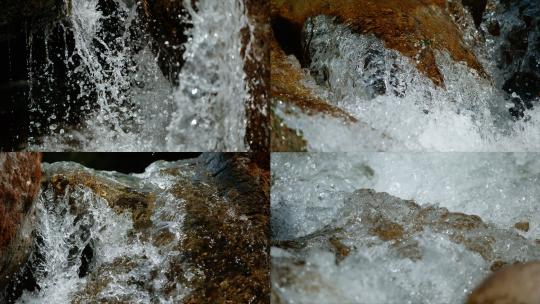 山泉水山川河流超慢动作流水水花气泡水波纹