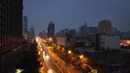 长沙岳麓区夜景航拍