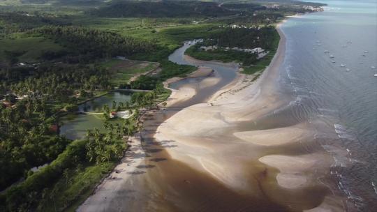无人机4k的马拉戈吉巴西。传奇的巴西海滩。东北。沙漠海洋景观