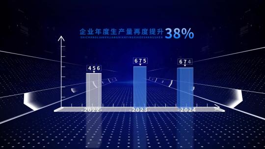 蓝色科技企业数据增长柱状图AE模板