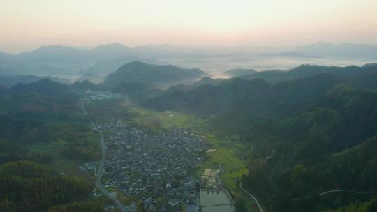 安徽黄山市黟县西递古村徽派村落航拍