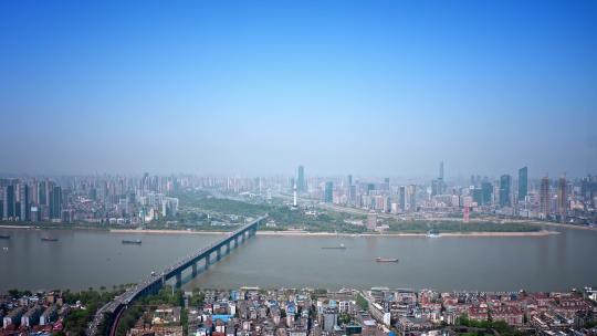 武汉城市跨江大桥城市航拍