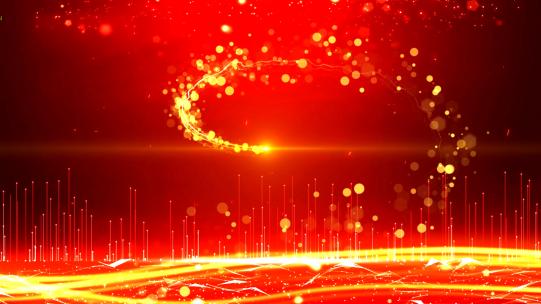红色金色粒子光效年会背景视频