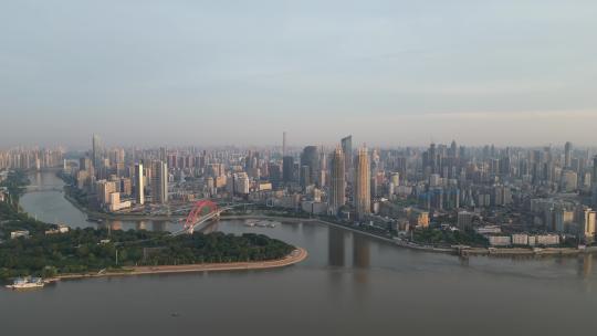 航拍湖北武汉汉江晴川桥视频素材模板下载