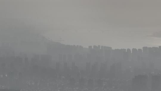 杭州西湖风景区清晨航拍空镜
