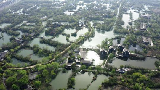 4K航拍杭州5A级风景区西溪湿地