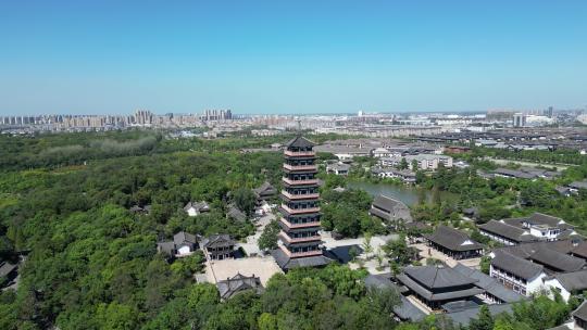 航拍江苏扬州瘦西湖景区大明寺