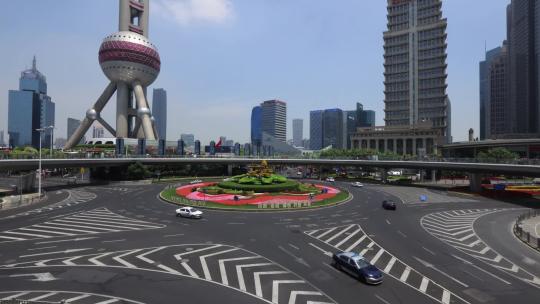 上海陆家嘴金融区城市交通延时视频