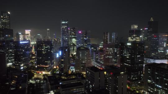 4K深圳南山区科技园建筑群夜景航拍