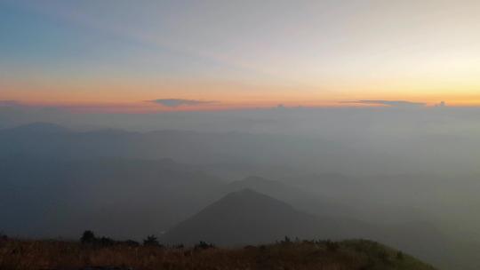 福建漳州平和大芹山黄昏日落云雾延时风光