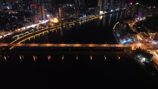 内江西林大桥夜景航拍沱江夜晚河流城市晚上视频素材模板下载