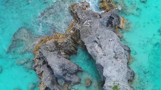 百慕大，岩礁，大西洋，空中飞行，热带天堂，美丽的风景