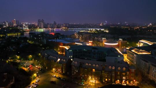 上海松江区泰晤士小镇航拍夜景