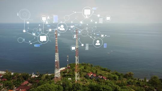 5G网络通讯信号发射塔基站视频素材模板下载