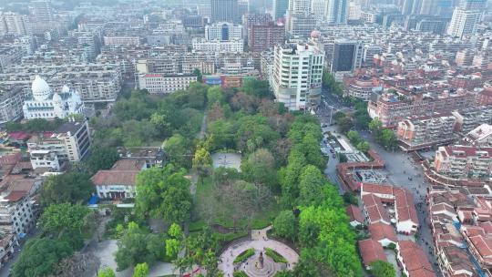 航拍福建漳州古城中山公园