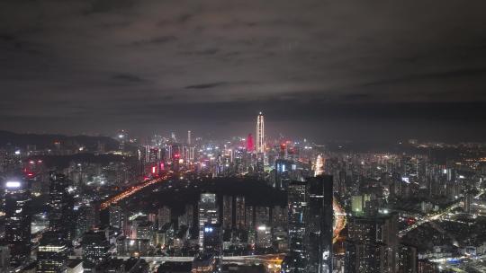 深圳福田区CBD夜景航拍视频素材模板下载